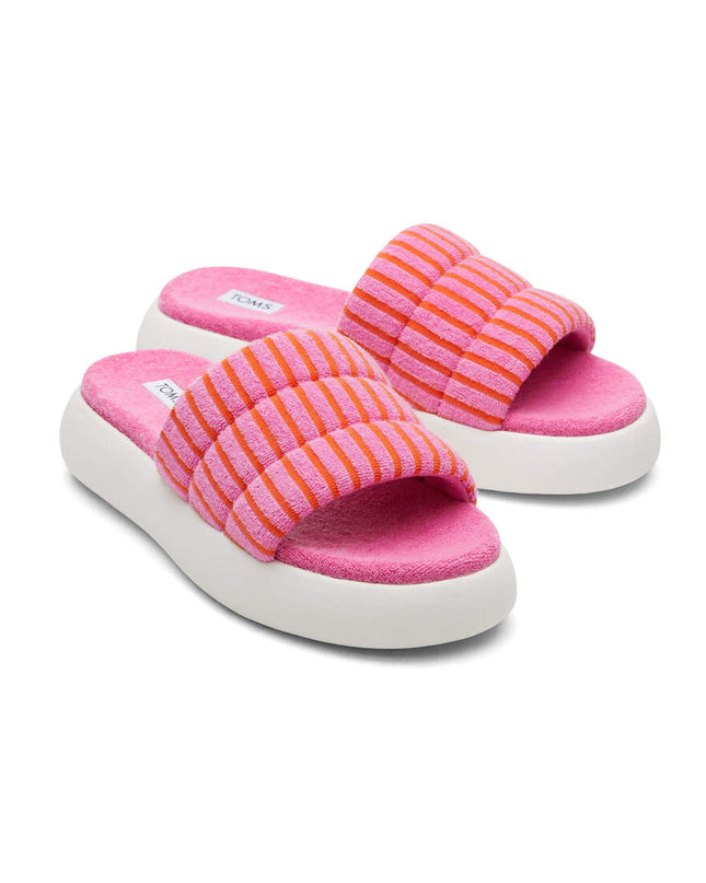 Pantoufles TOMS Mallow Slide Terry à rayures roses