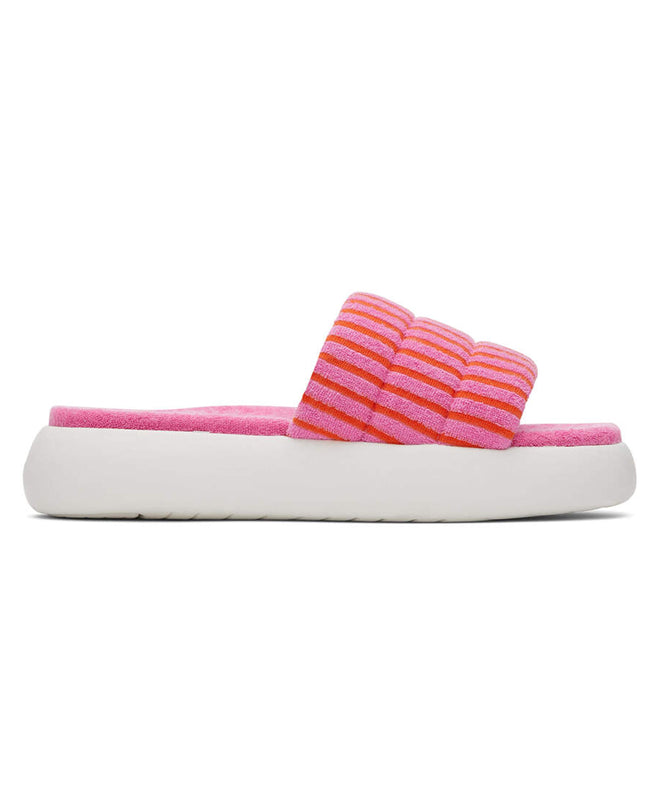 Pantoufles TOMS Mallow Slide Terry à rayures roses