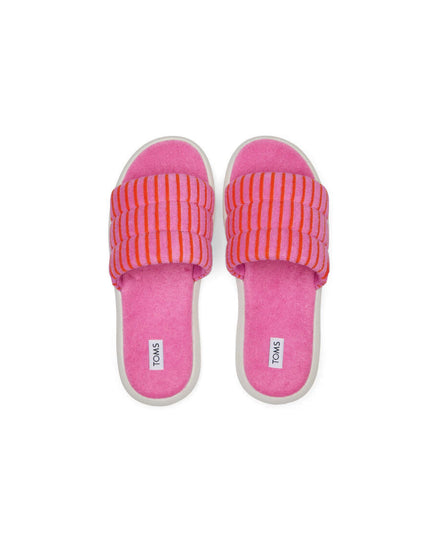 Pink Striped Terry Mallow Slide Slippers by TOMS