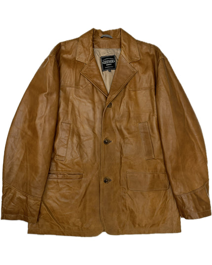 veste en cuir marron vintage