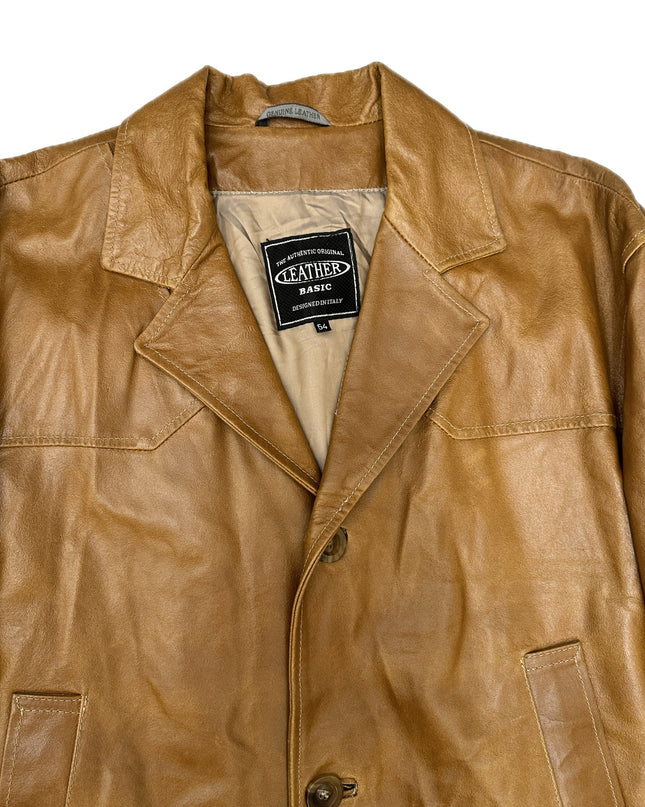 veste en cuir marron vintage