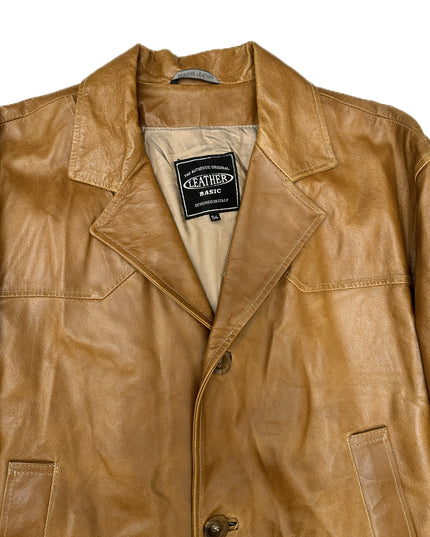 veste en cuir marron vintage
