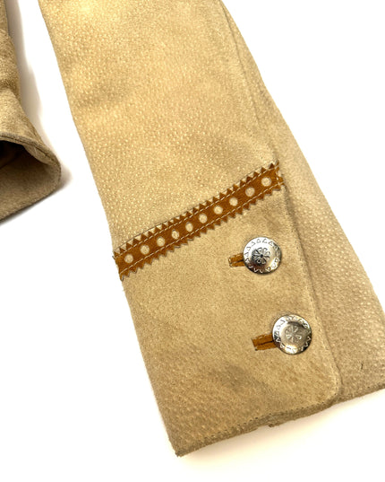 Veste vintage en cuir marron à franges