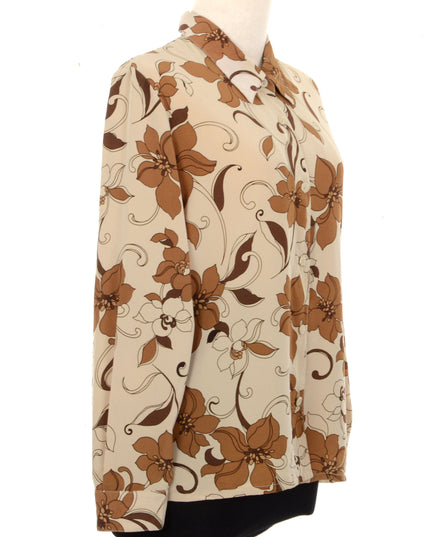 Chemisier vintage à fleurs marron