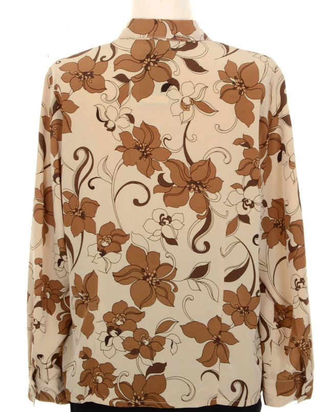 Chemisier vintage à fleurs marron