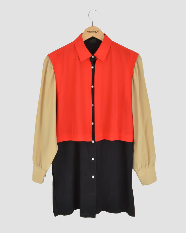 Chemisier vintage - Colorblock | Rouge