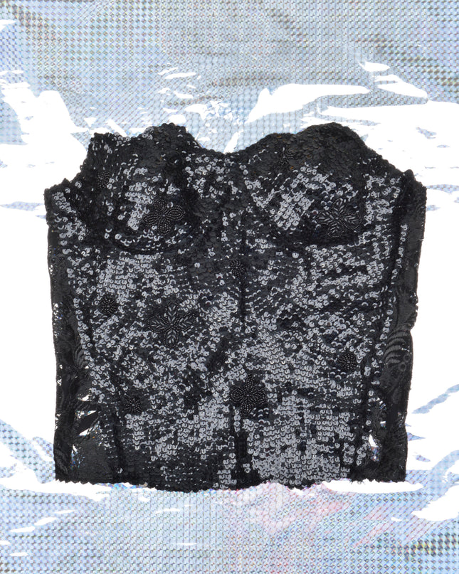 Pyjama de Noël vintage à lacets et sequins noirs pour toute la famille