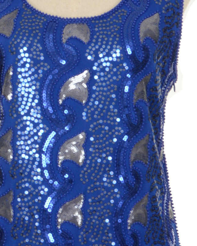 Robe vintage - Bleue à perles