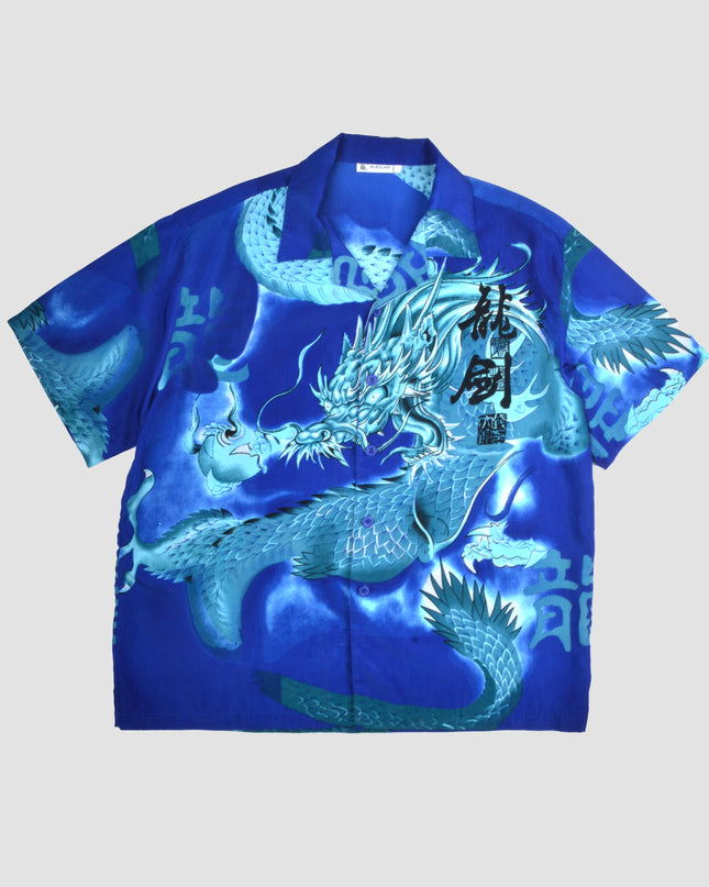 Chemise vintage - Dragon bleu | Mode unique pour les fêtes