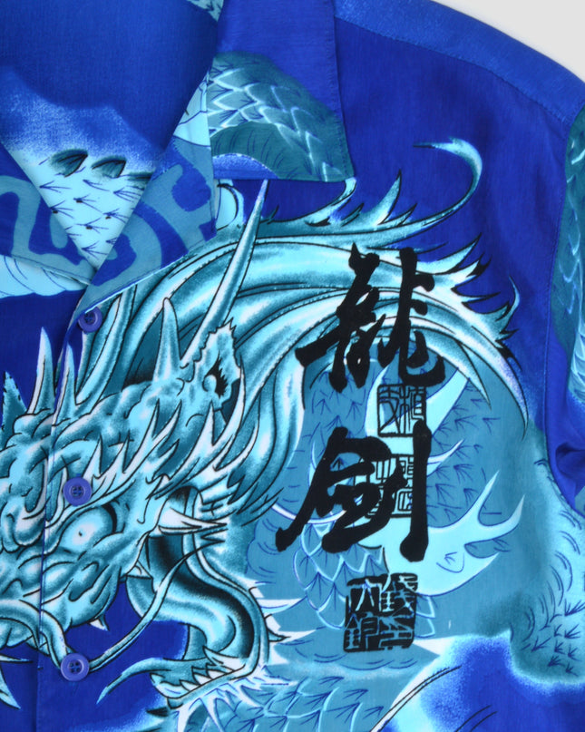 Chemise vintage - Dragon bleu | Mode unique pour les fêtes