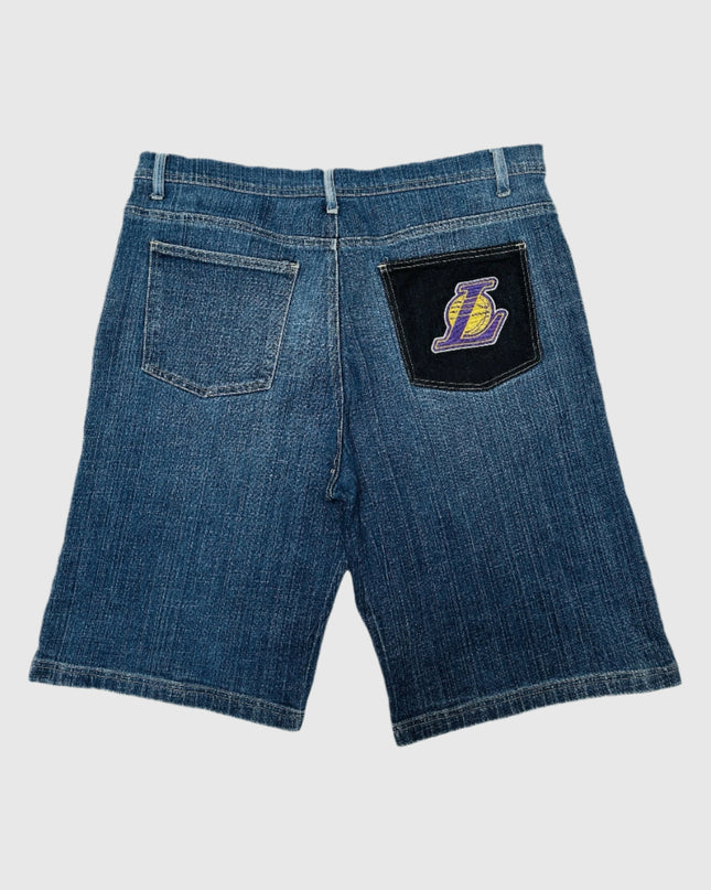 Short en jean vintage Lakers NBA | Vêtement d'intérieur confortable