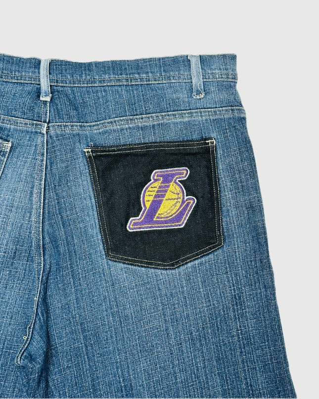 Short en jean vintage Lakers NBA | Vêtement d'intérieur confortable