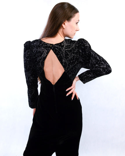 Robe vintage en velours noir