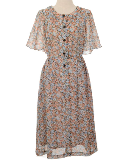 Robe vintage à fleurs marron