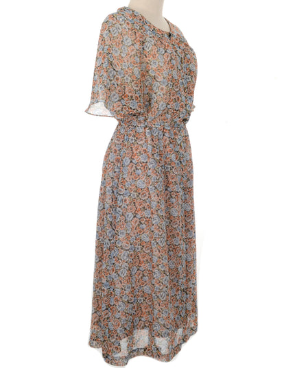 Robe vintage à fleurs marron