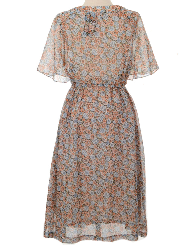 Robe vintage à fleurs marron