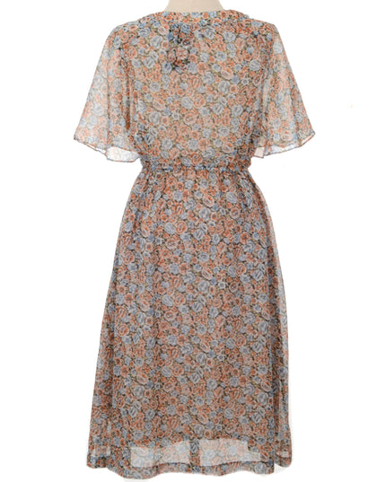 Robe vintage à fleurs marron