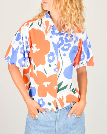 Chemisier à bouquet floral - Blanc | Collection limitée pour tous les âges