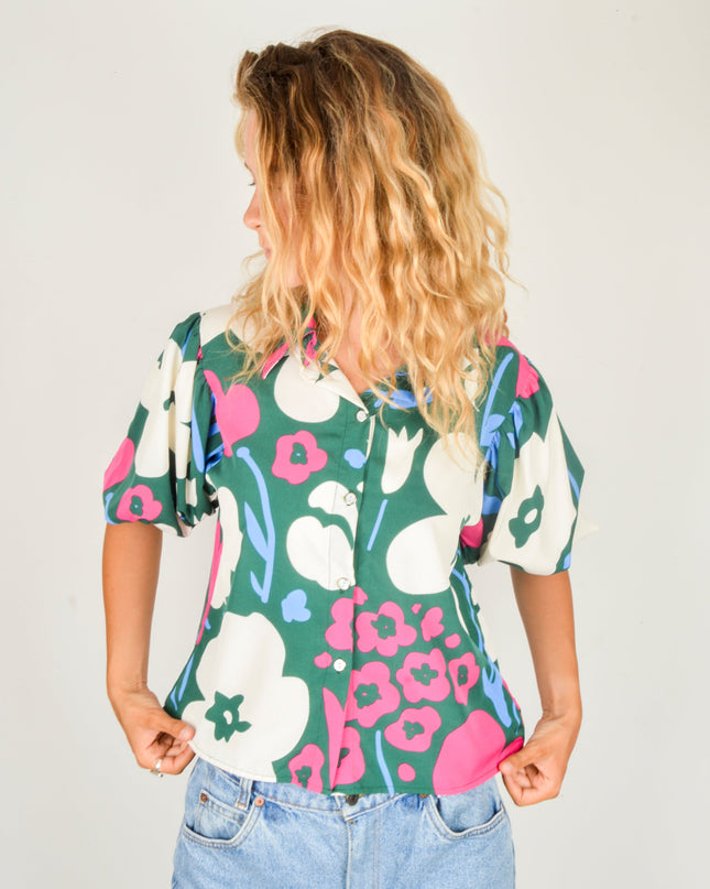 Chemisier à bouquet floral - Vert | Collection limitée pour tous les âges