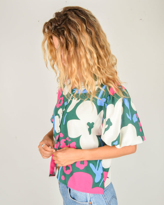 Chemisier à bouquet floral - Vert | Collection limitée pour tous les âges