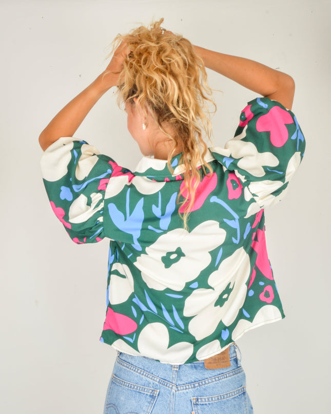 Chemisier à bouquet floral - Vert | Collection limitée pour tous les âges