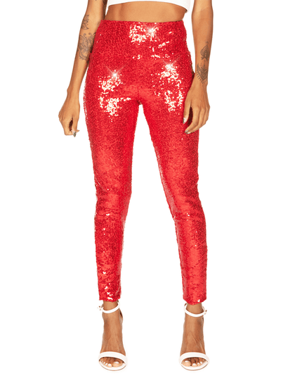 Red Sequin High Waisted Leggings
