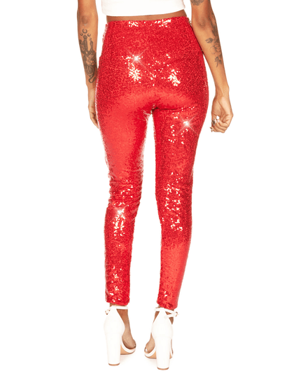 Red Sequin High Waisted Leggings