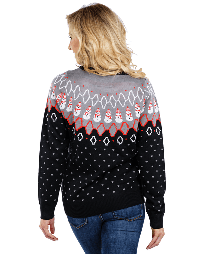 Women's Swooping Snowman Ugly Christmas Sweater