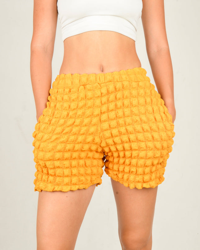 Short gaufré orange | Vêtement d'intérieur d'été lumineux
