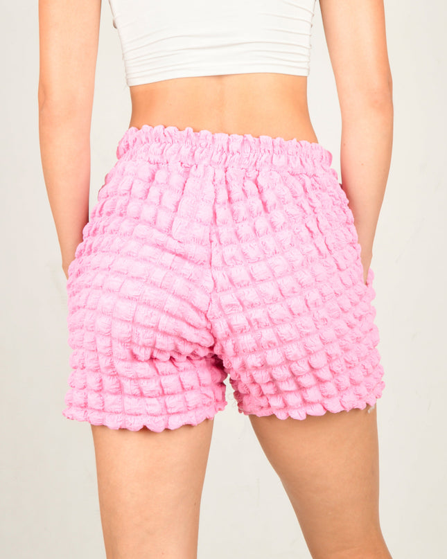 Short gaufré rose | Vêtement d'intérieur confortable pour la maison