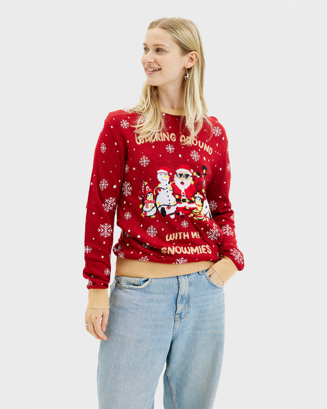 Pull pour femmes « Walking Around With My Snowmies »