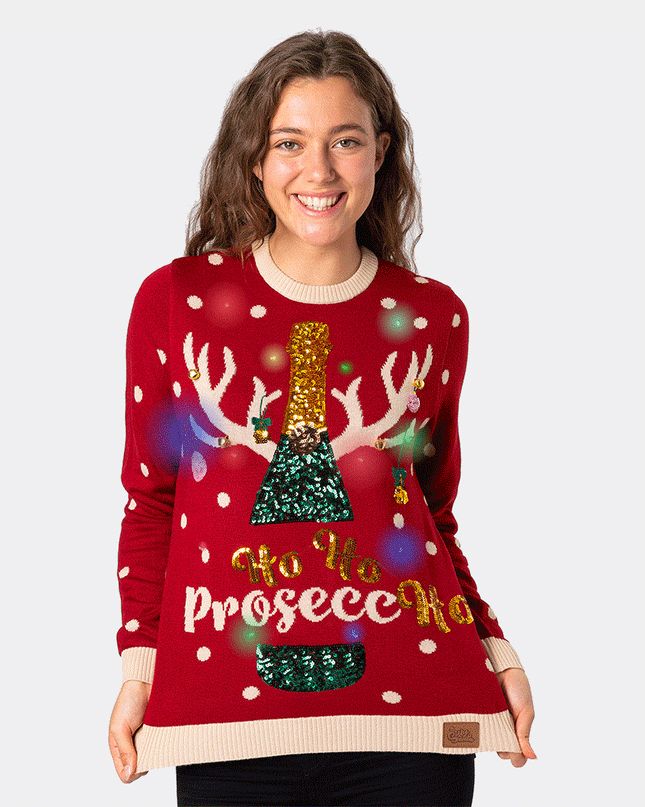 Pull de Noël Prosecco pour femme