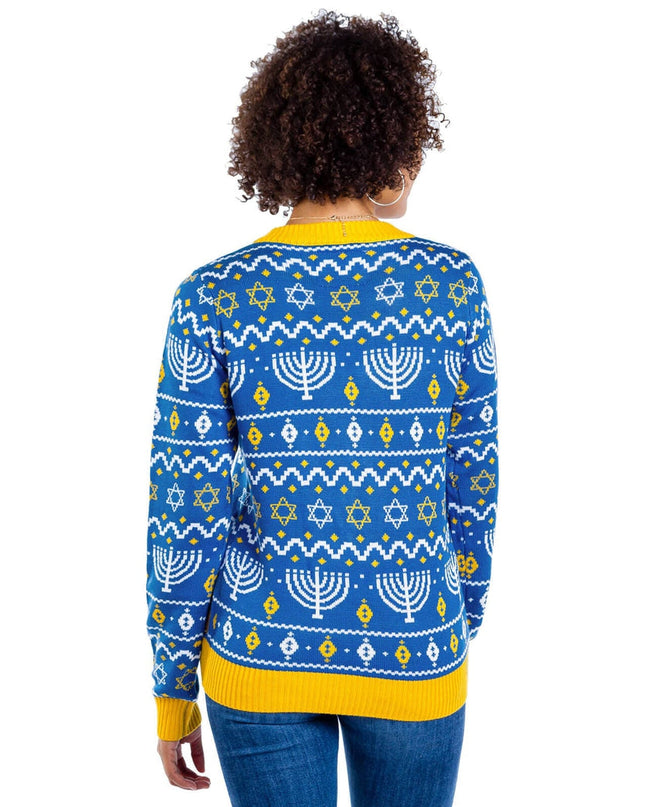Women's Menorah Print Cardigan Sweater