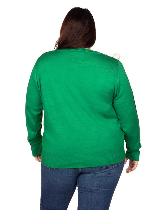 Women's Pom Party Plus Size Ugly Christmas Cardigan Sweater