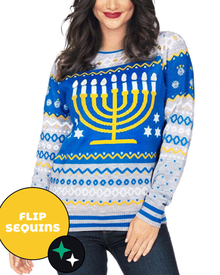 Women's Reversible Sequin Hanukkah Sweater