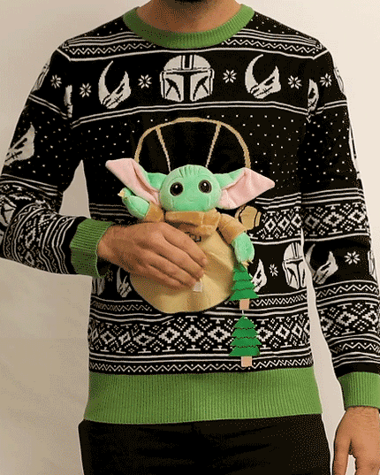 Pull de Noël moche Star Wars Baby Yoda avec lumières