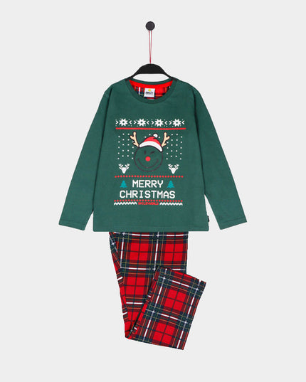 Pyjama de Noël vert pour garçon - Motif sourire