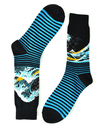 Chaussettes rayées Hokusai - Amusantes et artistiques