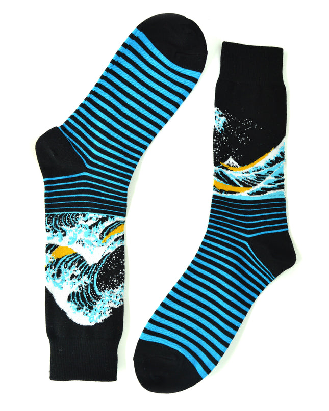 Chaussettes rayées Hokusai - Amusantes et artistiques